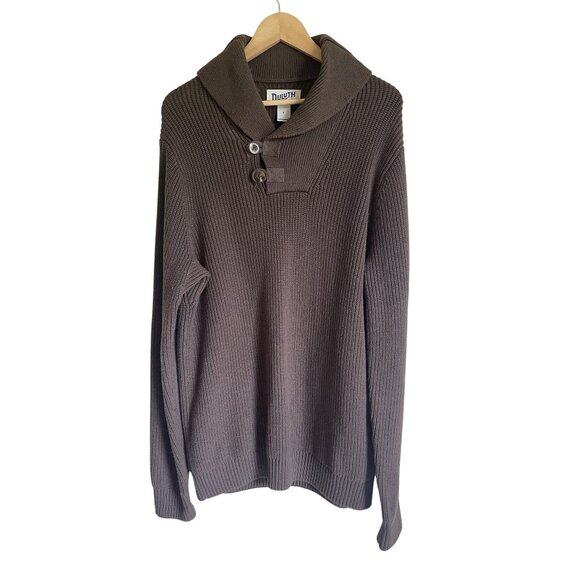 Duluth Trading Company Size Large Ribbed Fisherman Shawl Collar Heavyweight Cott - Picture 1 of 10